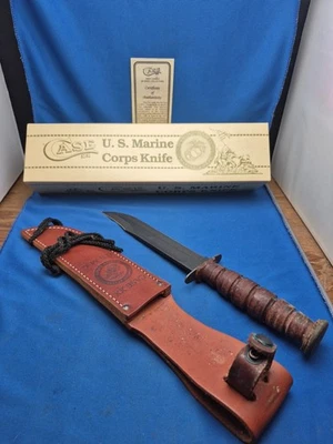Cuchillo Case XX U.S. Marines USMC hoja fija cuero ranurado acero al carbono de  Foto 1 de 4