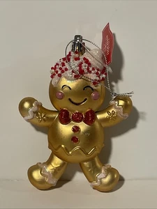 Red & Gold Plastic Gingerbread Man Christmas Ornament, 4.7", by Holiday Time New - Picture 1 of 2