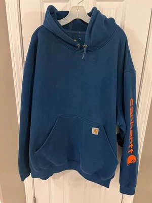 Sudadera con capucha de algodón azul/naranja de ajuste original CARHARTT para hombre talla 4XL Foto 1 de 2
