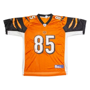 REEBOK Cincinnati Bengals Home #85 C. Johnson Mens Jersey Orange USA V-Neck L - Picture 1 of 6