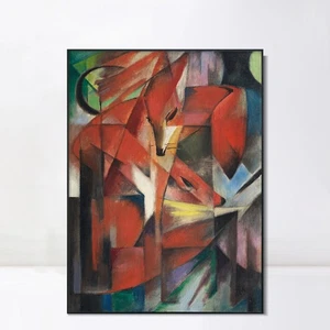 Framed Canvas Art Giclee Print The Foxes by Franz Marc Home Office Decorations - Picture 1 of 23