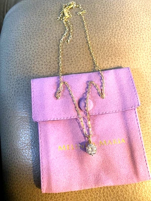 Melinda Maria Round Cut Solitaire Necklace - Gold|White Diamondettes, NWT!! - Image 1 of 4