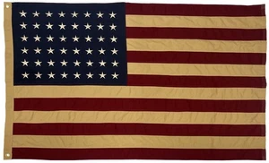 48 Star Vintage Tea Stained American Flag 3x5 Sewn Cotton - Bild 1 von 1