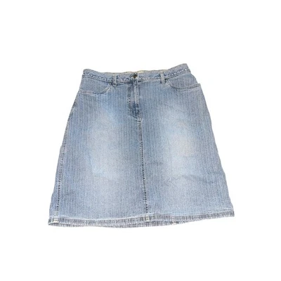 Saia jeans feminina Faded Glory tamanho 14 listrada azul elástica linha A casual Y2K - Imagem 1 de 3