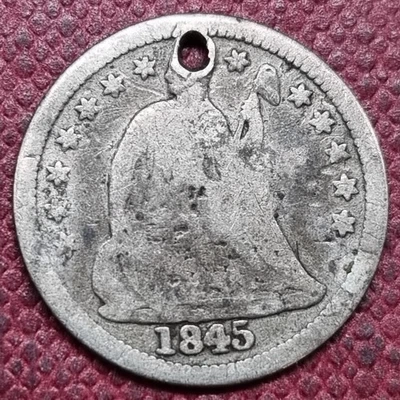 1845 Seated Liberty Half Dime 5c Circulated Details #94349 - Image 1 of 2