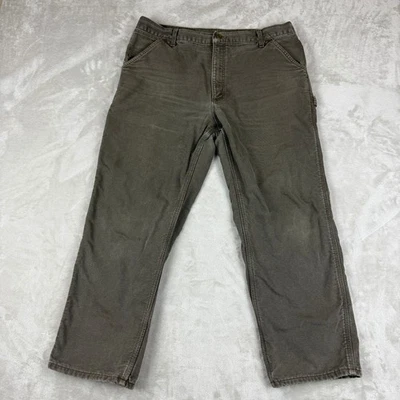VTG Carhartt Carpenter Pants Men Fits 36x28.5 Flannel Lined Big Logo B111 USA - Image 1 of 4