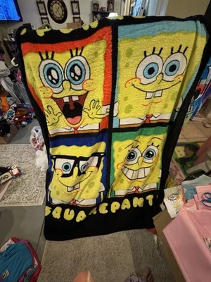 Manta polar vintage 2003 Bob Esponja. "50"" X 72""" Foto 1 de 4
