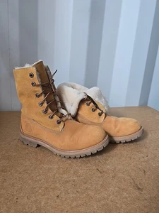 Timberland Waterproof Boots Fold Down Leather Ankle Women's UK 5.5 US 7.5 Tan - Picture 1 of 23