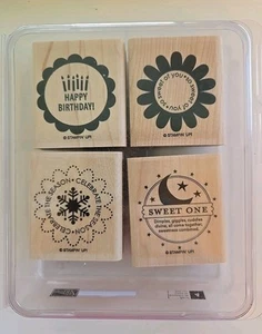 Stampin Up 4er Set so viele Jakobsmuscheln Schnee Geburtstag Baby Blume Gummistempel Neu - Bild 1 von 2