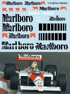 1/12 Decals per McLaren MP4/4 1988 Senna Prost x Meng Model Decal TBD943 - Picture 1 of 1