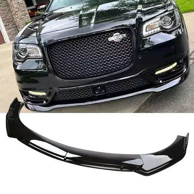 For Chrysler 300 2005-2020 Front Bumper Lip Splitter Spoiler Chin Kit Gloss Blk - Image 1 of 4
