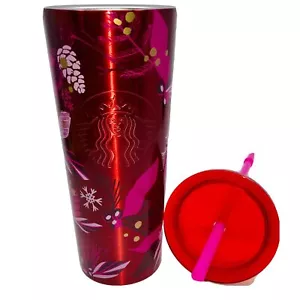 Starbucks 2021 Winter Holiday Pink Red Pinecone Tumbler Cup Stainless 16oz - Picture 1 of 4