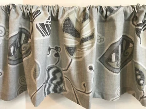 Valance Magnolia Home Fabric Leaves Grays Black Custom Made WIndow Treatment - Picture 1 of 3
