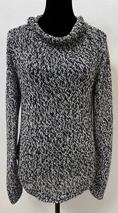 Suéter Eileen Fisher Mujer Cuello Capucha Pequeño Negro Blanco Mármol Algodón Orgánico - Imagen 1 de 12