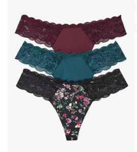 Womens Joyspun 3 PACK Microfiber/Lace Thong Panties SZ Small 4/6 NEW W TAGS - Picture 1 of 3