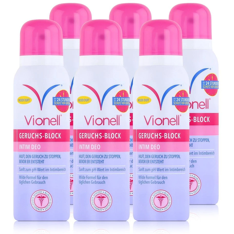 Vionell Geruchs-Block Intim Deo 125ml - Sanft im Intimbereich (6er Pack)