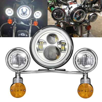 Faro LED de 7 pulgadas y luces de paso antiniebla de 4,5" para Harley Road King intermitente Foto 1 de 4