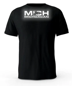 T-shirt nera Michoacan Mexico logo riflettente playera - Foto 1 di 3