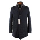 Zanella Nwt Wool Blend Car Coat W/ Detachable Vest Size Xl In Navy Blue/Brown