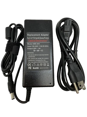 Zebra Thermal Printers Replacement Ac Adapter 20V 3A For Z-LP TLP and GC Series - Image 1 of 3