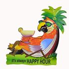 It's Always Happy Hour Drunk Parrot Hammock Chair Wall Tropical Art Sign Wood