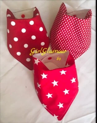 GIRL*GLAMOUR Konvolut Baby Bandana Tröpfel Lätzchen Lätzchen rot gepunktet gefleckt Stoff Sterne Essen
