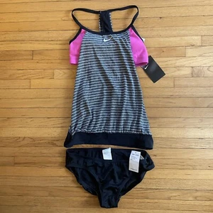 Costume da bagno tankini Nike a righe strati 2 pezzi *taglia small * Nuovo con etichette - Foto 1 di 7