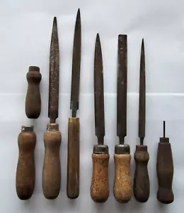 Vintage 1940-50s Wooden Handled & Steel Jewellers Files x 5 & Wooden Handles x 3 - Picture 1 of 9