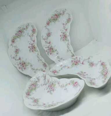 De colección. Bassett Limoges OESTERREICH Juego de 4 Platos Florales Rosa Púrpura. LTD. Hd.P Foto 1 de 4