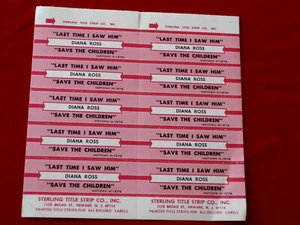 DIANA ROSS~ SAVE THE CHILDREN~ LAST TIME I SAW HIM~ MOTOW~ JUKEBOX  TITLE STRIPS - Picture 1 of 1