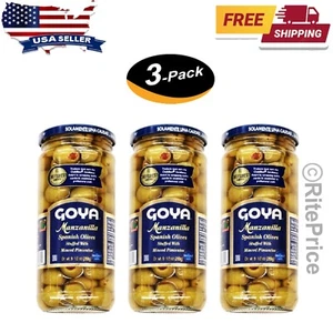 Goya Manzanilla Spanish Olives (3 Pack) Stuffed with Minced Pimientos 9.5Oz.-New - Picture 1 of 6