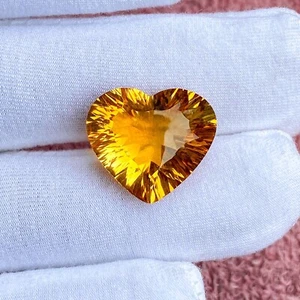 Heart Concave Cut Natural Citrine 10.50 Ct. Loose Gemstone For Making Jewelry - Picture 1 of 4