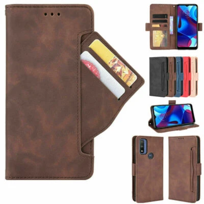 For Motorola Moto G Pure PU Leather Wallet Card Slot Stand Flip Phone Case Cover - Image 1 of 4