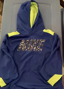 Nike Hoodie Youth XL Blue Therma-Fit Pullover Center Camo Logo Block Letters - Picture 1 of 3