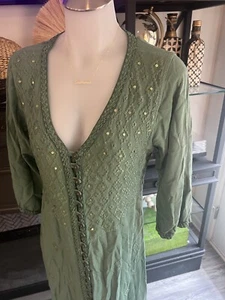 Vintage Soft Surroundings Women’s *E Embroidered Button Front Maxi Dress Size S - Picture 1 of 11