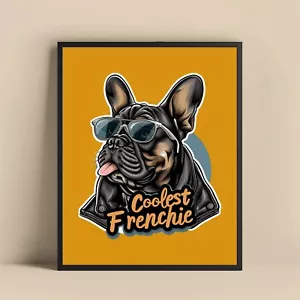 French Bulldog Wall Art - "Coolest Frenchie" - Dog Lover Decor - Frenchie Gifts - Picture 1 of 9
