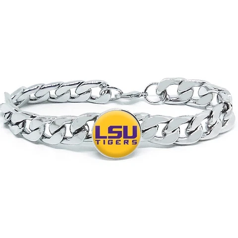 LSU Tigers Mens Link Chain Bracelet University State Football Gift D4 Cover