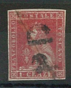 43690 ANTICHI STATI - TOSCANA Sass 4 USATO con annullo a PIUMA + PD - BELLO! - Picture 1 of 1