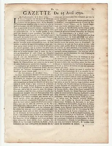 1750, April 25,Original French Gazette # 17, News from various locations - Imagen 1 de 4