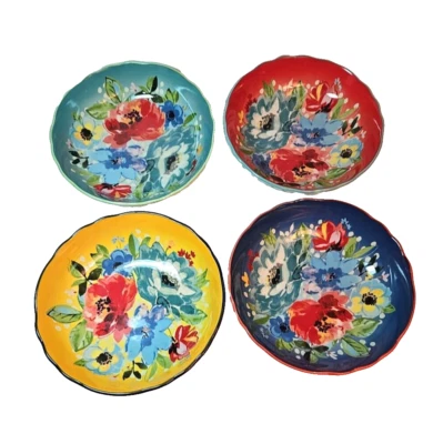 Conjunto de 4 peças de tigela de macarrão Pioneer Woman Melody pontos florais - Imagem 1 de 4