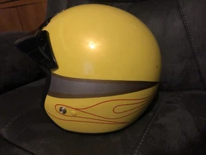 Harley-Davidson 100th Anniversary Helmet Yellow with Flame + Silver & Gold Strip - Picture 1 of 7
