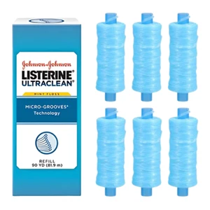 6PK Listerine Ultraclean Hilo Dental Repuesto, Hilo Resistente a la Trituración 90-YDS, Como Nuevo - Imagen 1 de 2