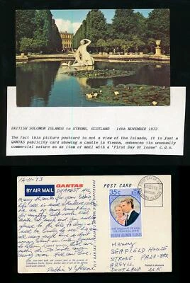 BRITISH SOLOMON Is 1973 QANTAS PPC FRANKED ROYAL WEDDING FIRST DAY of ISSUE - Image 1 of 3