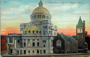 Postal de colección Boston Massachusetts MA Iglesia de la Ciencia Cristiana década de 1910 vista antigua - Imagen 1 de 2