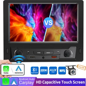 Single 1DIN 8" Universal Car Stereo Radio Carplay Bluetooth MP5 Touch Player - Picture 1 of 12