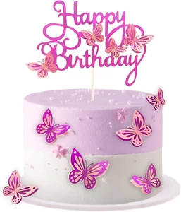 13-Pieces Butterfly Cake Toppers 3D Butterfly Cupcake Topper for Girls Women'S H - Picture 1 of 7