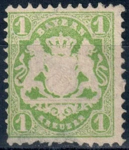 GERMANIA / BAYERN 1870 Kr. 1 VERDE NUOVO SENZA GOMMA FILIGRANA 14 mm. MICHEL 22X - Foto 1 di 2