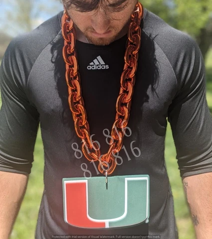 Miami Hurricanes Fan Chain, Giant Necklace Licensed NCAA Cover