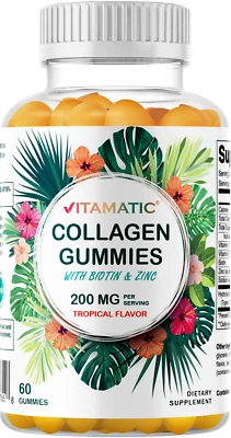 Vitamatic Hydrolyzed Collagen Gummies with Vitamin C, Zinc & Biotin -60 Gummies - Image 1 of 4