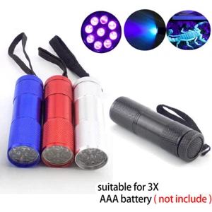 Linterna UV Ultra Violeta 9LED Blacklight 395nM Inspección AAA Lámpara Antorcha - Imagen 1 de 16